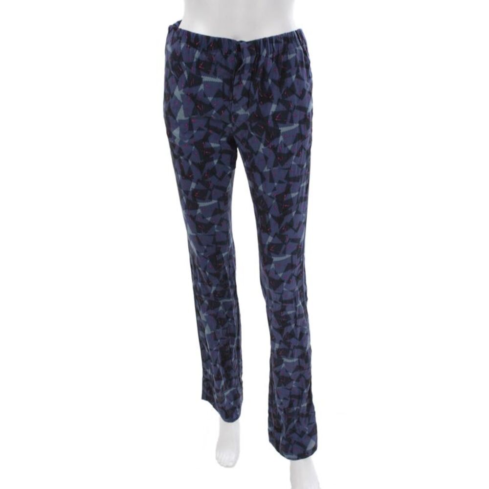 Piamita Womens Silk Geometric Pull On Pants Blue Inseam 34 Size XS